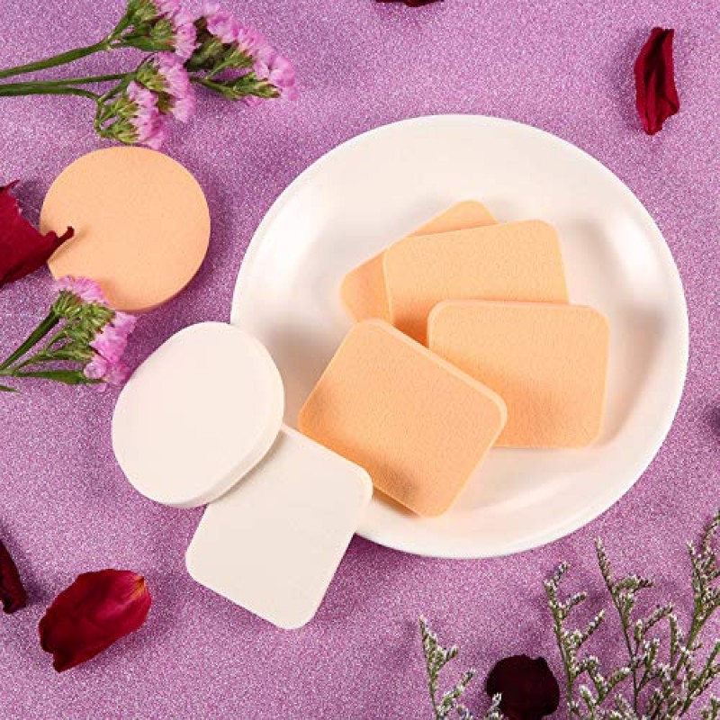 TecUnite 100개 화장품 스폰지 라텍스 메이크업 폼 웨지 파운데이션 뷰티 도구(5가지 스타일, 화이트 및 스킨)