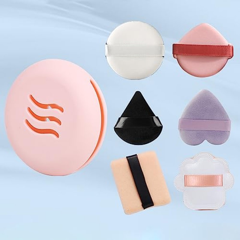 outopen 2pcs 실리콘 메이크업 스펀지 케이스 - 통기성 라운드, 휴대용 여행용 사이즈 파운데이션 파우더 퍼프 보관 가방, 재사용 가능한 뷰티 블렌더 홀더 화장품 도구(핑크 + 카키)