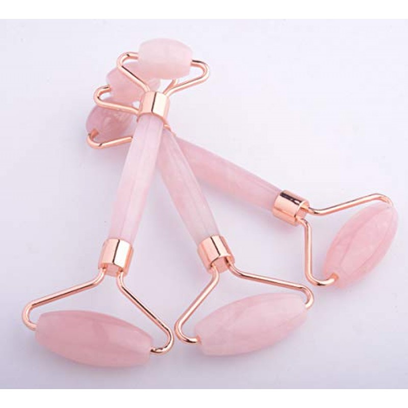 Smyrna Jade Roller - 로즈 쿼츠 및 구아샤 100% 정통 & 천연 피부 퍼밍, 주름 감소, 노화, 눈 붓기 - 프리미엄 페이셜 마사지 도구, 럭셔리