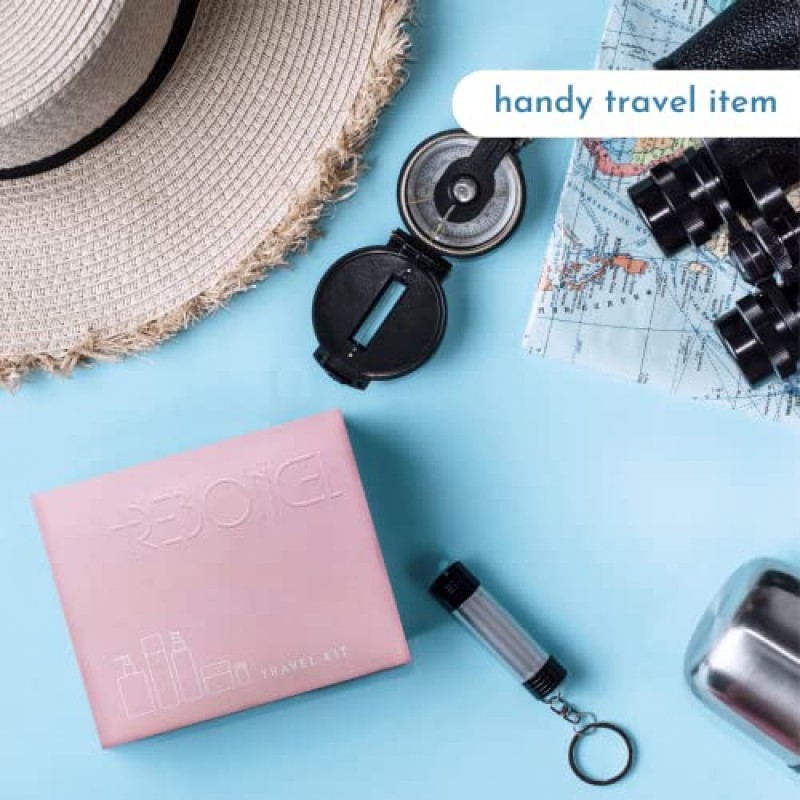 REBONCEL 한국 스킨 케어 세트 여행용 키트, TSA 승인 여행용 세면도구, 클렌저, 토너, 에센스, 크림, 세럼 | 여행 필수품 선물 세트 | 천연 보습 스킨케어