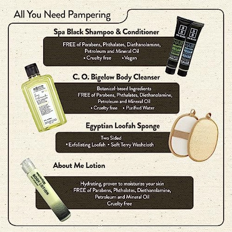 여성을 위한 럭셔리 천연 30피스 여행용 액세서리 키트 - 휴가, 병원 가방, 산후 여행용 가방에 들어 있는 TSA 준수 크기 세면도구