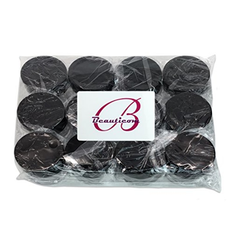 Beauticom 20그램/20ml 메이크업 파우더, 아이섀도 안료, 로션, 크림, 립밤, 립 글로스, 샘플용 뚜껑이 있는 빈 투명 소형 원형 여행 용기 항아리(48개, 검은색)