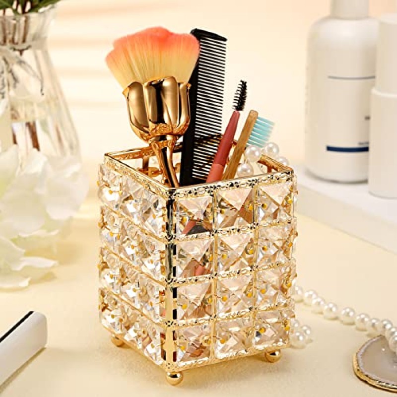 2 팩 크리스탈 메이크업 브러쉬 홀더 주최자 화장품 브러쉬 보관 컵 손수 펜 연필 홀더 컨테이너, 광장