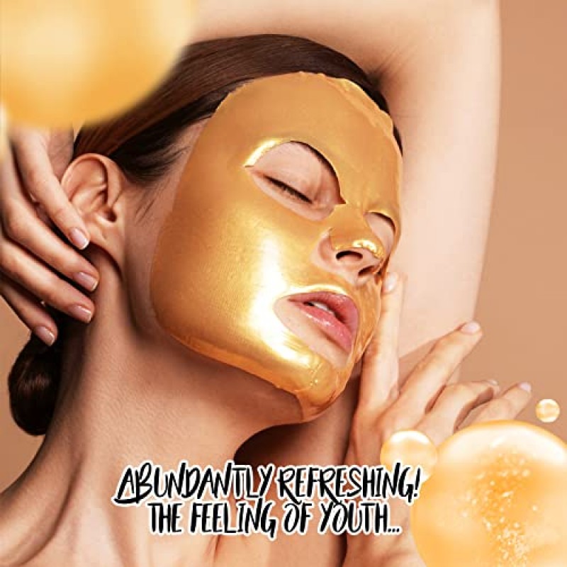 니엘리스 콜라겐 페이스 시트 마스크 - 모든 피부용 콜라겐 안티에이징 한국형 페이스 시트 마스크 - 콜라겐과 24K 골드가 함유된 럭셔리 15매 시트 - 엄마, 여자친구, 아내를 위한 선물(24K 골드)