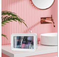 세면도구용 FFpaw 투명 여행 가방, 투명 TSA 화장품 가방 지퍼 손잡이가 있는 경량 PVC 투명 파우치 여성용 휴대용 여행용 수하물 보관 가방(흰색)