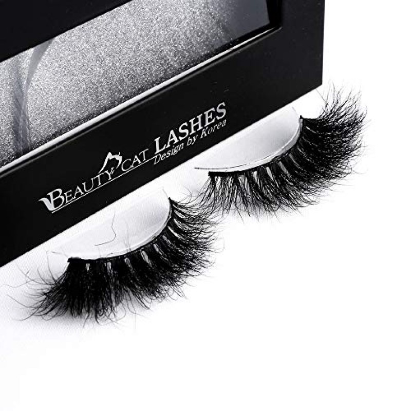 BEAUTY CAT 3D 인조 밍크 속눈썹 클래식 - 완전 길고 드라마틱하고 자연스러운 룩 / 편안한 착용 스트립 속눈썹 수제, 부드럽고 가벼운 무게 푹신함 / 재사용 가능한 고급 포장 상자 (No. 009-MAURITIUS)