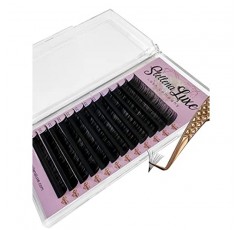 볼륨 속눈썹 연장 럭셔리 캐시미어 인조 밍크 메가 볼륨 및 볼륨 속눈썹 더블 블랙 및 브라운 .03, .05, .07 C, CC, D 컬 전문 볼륨 속눈썹 연장용 Stellena Luxe™(14MM(.03 직경), CC 컬( 보라색 라벨))