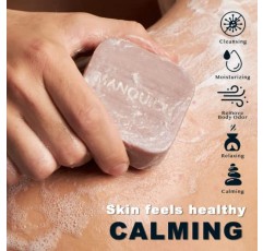 MANQUICH 엑스폴리에이팅 바 비누, 천연 남성 비누, 목욕 비누 남성용 럭셔리 선물 세트, 오이가 함유된 수분 공급 및 보습 피부, 코코넛 오일 - 얼굴, 바디 및 면도용 비건 비누, 3.52oz(바 3개)