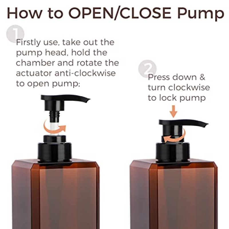 샴푸 및 컨디셔너용 Suream 대형 펌프병, 3팩 33.8온스 빈 화장품 디스펜서(4개 라벨 포함), 욕실, 침실, 화장실, 호텔용 리필형 샤워 프레스 디스펜서