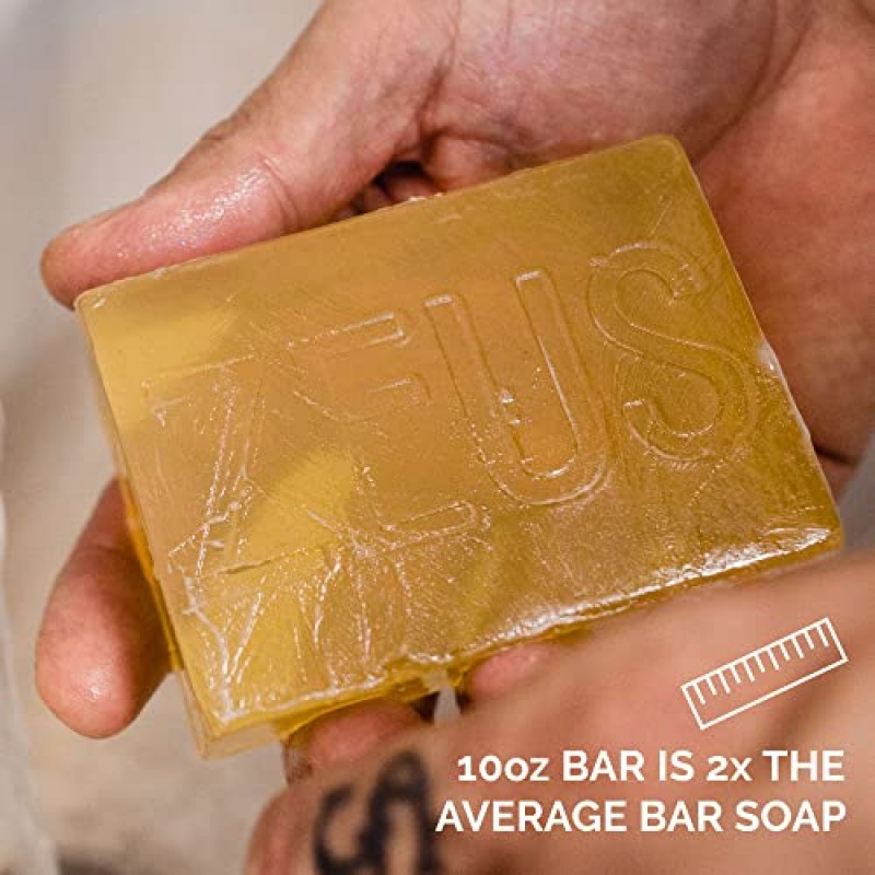 ZEUS 바 비누, 천연 바디 & 페이스 비누 바, 피부에 수분을 공급하고 각질을 제거하며 부드럽게 해줍니다 – MADE IN USA(백단향) 10 oz.