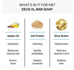 ZEUS 바 비누, 천연 바디 & 페이스 비누 바, 피부에 수분을 공급하고 각질을 제거하며 부드럽게 해줍니다 – MADE IN USA(백단향) 10 oz.