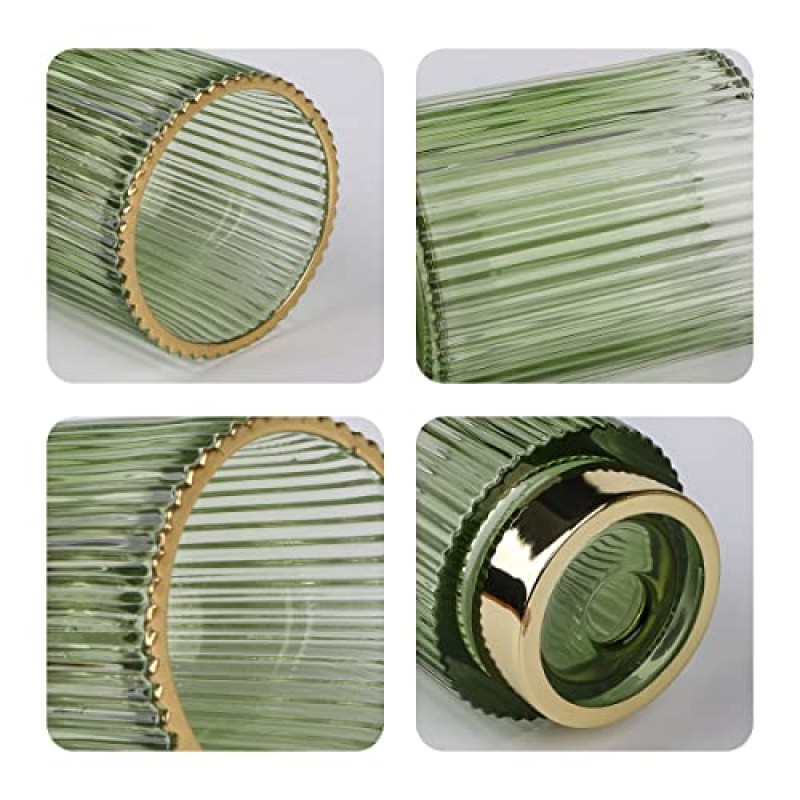 Fvstar 2pcs 메이크업 브러쉬 홀더, 유리 화장품 아이 라이너 디스플레이 컵 독특한 빈티지 메이크업 연필 홀더 장식 드레서 메이크업 주최자 사무실 데스크탑 연필 홀더 (녹색)