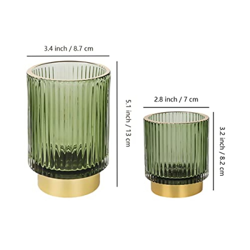 Fvstar 2pcs 메이크업 브러쉬 홀더, 유리 화장품 아이 라이너 디스플레이 컵 독특한 빈티지 메이크업 연필 홀더 장식 드레서 메이크업 주최자 사무실 데스크탑 연필 홀더 (녹색)