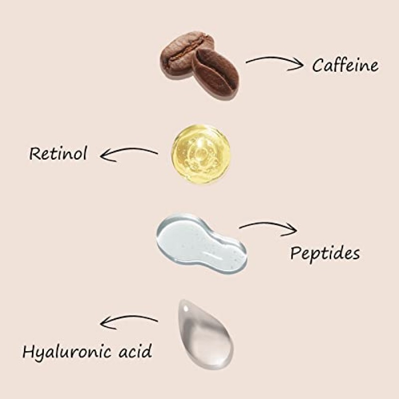 다크서클과 붓기를 위한 비탈리신 카페인 아이 크림, 노화 방지 주름과 잔주름 감소, 카페인, 레티놀, 펩타이드 및 히알루론산 함유 0.7 fl oz