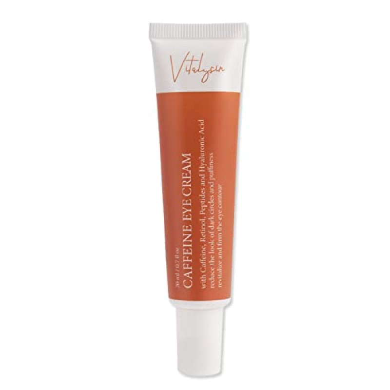 다크서클과 붓기를 위한 비탈리신 카페인 아이 크림, 노화 방지 주름과 잔주름 감소, 카페인, 레티놀, 펩타이드 및 히알루론산 함유 0.7 fl oz