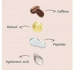 다크서클과 붓기를 위한 비탈리신 카페인 아이 크림, 노화 방지 주름과 잔주름 감소, 카페인, 레티놀, 펩타이드 및 히알루론산 함유 0.7 fl oz