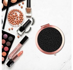 iampanda 여성용 컴팩트 로즈 골드 거울, 지갑용 라운드 미니 포켓 화장 거울, 2X 확대경이 있는 패션 럭셔리 휴대용 접이식 여행 거울(그레이 블랙 레오파드 프린트)