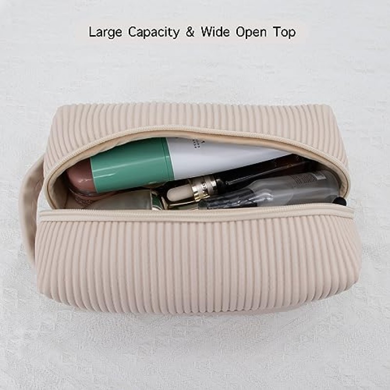 여성용 더블 레이어 메이크업 가방, 메이크업 여행 가방 대용량 방수 비건 가죽 화장품 가방 메이크업 주최자 가방