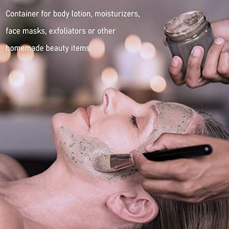 뚜껑이 있는 2온스 유리병, Bumobum 48팩 흰색 뚜껑이 있는 투명 소형 항아리, 빈 라벨 및 내부 라이너, 샘플, 파우더, 크림, 로션, 향신료용 60ml 빈 원형 ​​화장품 용기