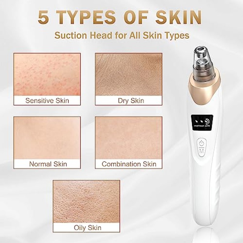 블랙헤드 리무버 모공 진공 키트 - 2023년 업그레이드된 블랙헤드 추출기 도구(조절 가능한 흡입 레벨 3개, 프로브 5개, USB 충전식, 여성 및 남성에게 적합)