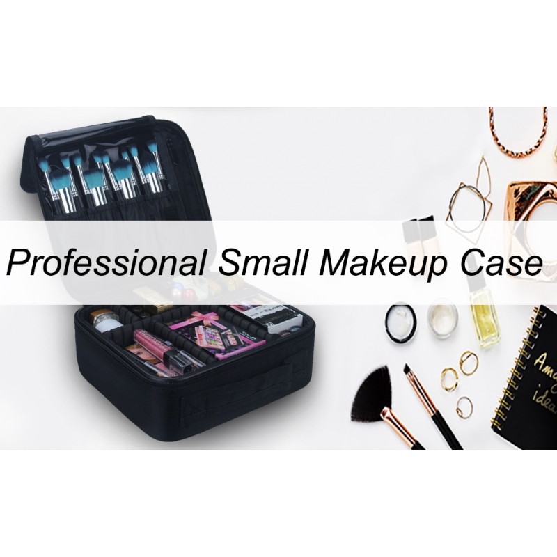 Relavel 여행 메이크업 기차 케이스 메이크업 화장품 케이스 정리함 화장품용 조절 가능한 분배기가 있는 휴대용 아티스트 보관 가방 메이크업 브러쉬 세면도구 쥬얼리 디지털 액세서리 블랙