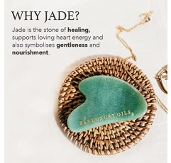 RAS LUXURY OILS Jade Gua Sha 얼굴 리프팅 마사지기, 얼굴 도구, 턱 뺨 및 눈썹 조각, 얼굴 근육 이완, 붓기 및 주름 감소, 스파 침술, 얼굴 트리거 포인트 테라피