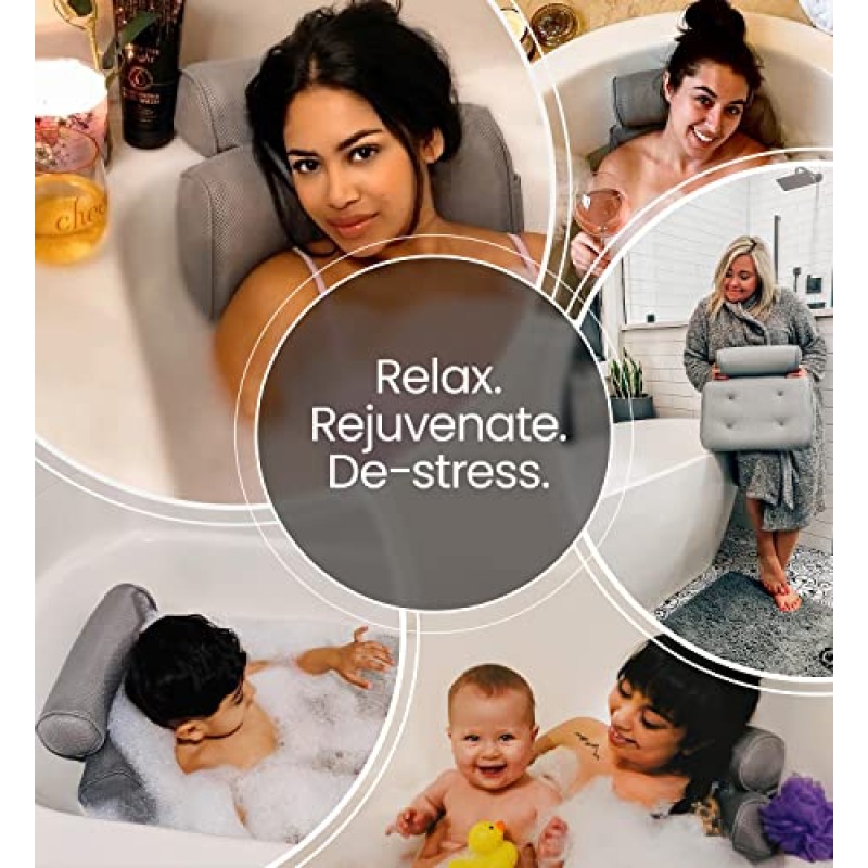 영원한 편안함 럭셔리 목욕 베개 - 욕조, 스파, 몸을 담글 수 있는 머리, 목, 등 지지 쿠션