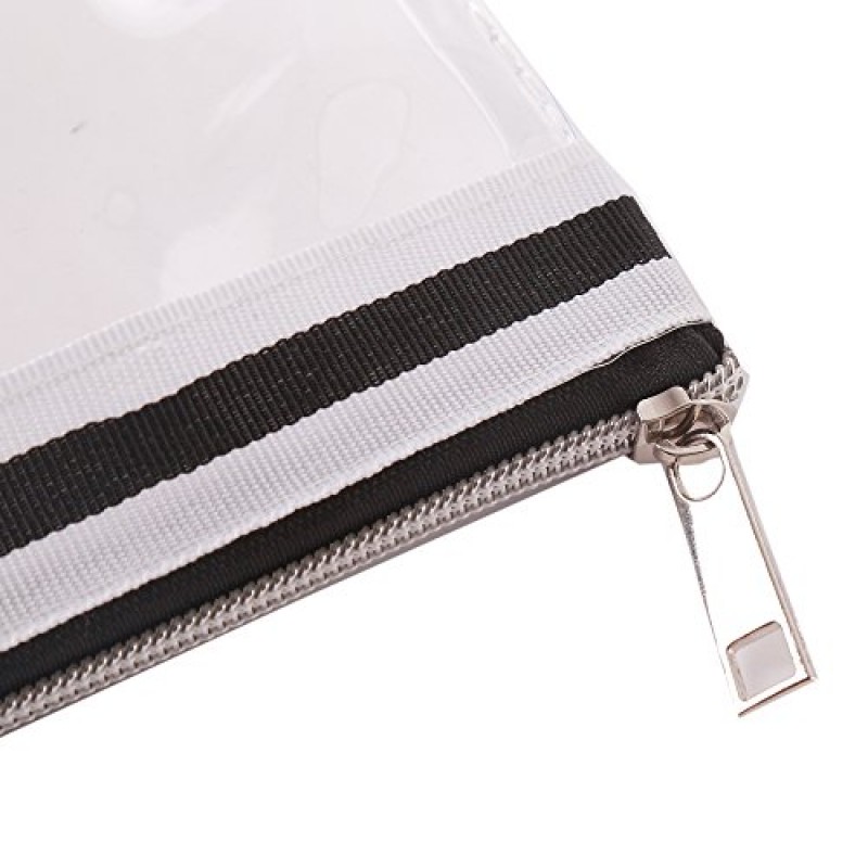 Augbunny 다목적 방수 투명 비닐 지퍼가 달린 세면용품 화장품 메이크업 파우치 (프렌치 테이프 포함) 4팩