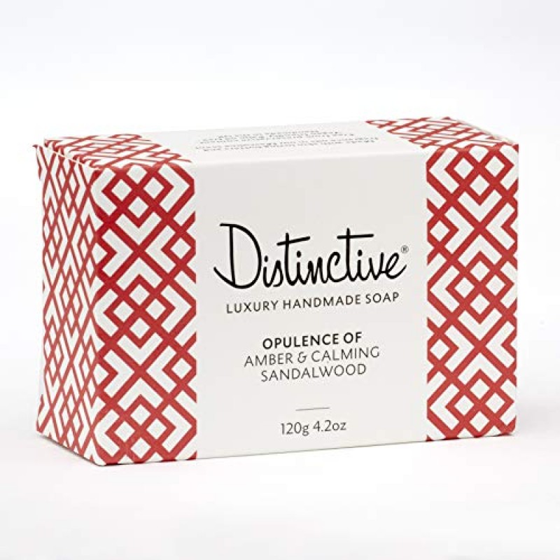 럭셔리 수제 비누 - 풍부한 앰버 향과 차분한 샌들우드 향이 나는 천연 비누 바 - 팜유 없음, 방부제 없음, 플라스틱 없음, 동물 실험 없음 (1)
