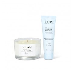 네옴 - 리얼 럭셔리 선물 세트 | 리얼 럭셔리 센티드 트래블 캔들 & 마그네슘 바디 버터, 30ml | 라벤더, 자스민, 로즈우드