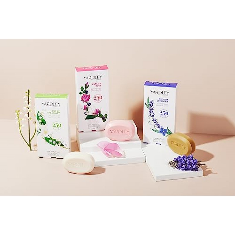 야들리 잉글리시 로즈 럭셔리 바 비누 세트 여성용, 3개