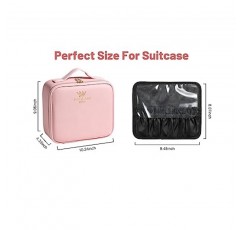 조명 거울이 포함된 NJ GLAM 여행용 메이크업 가방 4K LED 거울 충전식 - 거울이 포함된 메이크업 가방, 보석 상자 및 10X 분리형 거울 포함 - 거울과 조명이 포함된 메이크업 케이스(핑크)