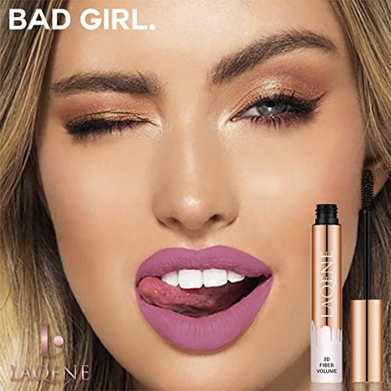 LAQENE 럭셔리 라인: 마스카라 - 영양이 풍부하고 훌륭합니다. 당신을 잊을 수 없는 모습으로 만들어줍니다. 부드럽고 크리미한 질감. 오래 지속되는 블랙 방수 - 비건 및 동물 실험 없음.