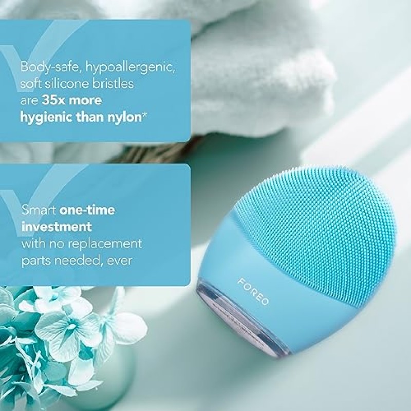 FOREO 루나 3 페이셜 클렌징 브러쉬 | 노화 방지 얼굴 마사지 | 페이셜 스킨케어 제품의 흡수력 향상 | 깨끗하고 건강한 얼굴 관리를 위한 | 간단하고 쉬움 | 방수