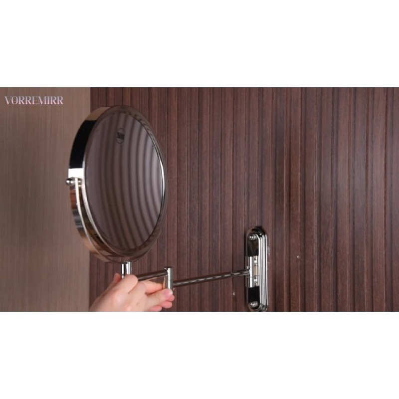 VORREMIRR 벽걸이형 화장 거울 벽걸이용 8.5인치 확대경 양면 360° 회전식 확장형 욕실 거울, 면도용 거울, 화장용 거울, 반짝이는 니켈, 조명 없음