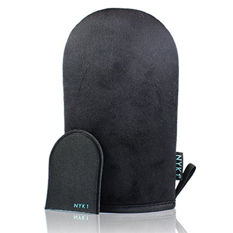 새 제품 NYK1 럭셔리 태닝 메가 미트 메가미트(블랙) 페이크 탄 애플리케이터 장갑, 무스, 로션, 크림 또는 리퀴드와 함께 사용하기 위한 줄무늬 없는 마감