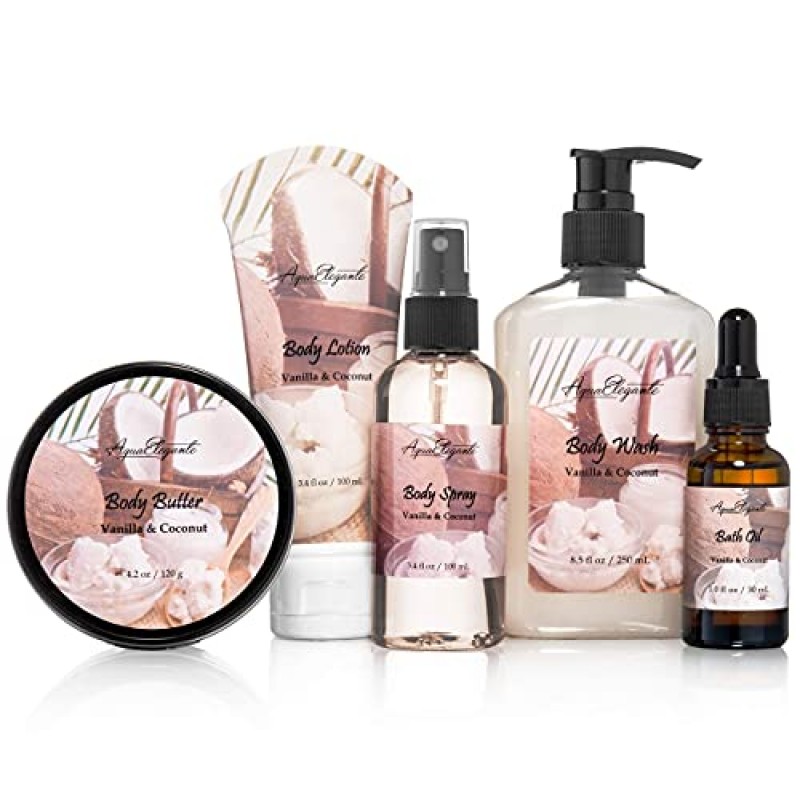 목욕 스파 선물 세트 - 코코넛 & 바닐라가 포함된 고급 바구니 - 스파 키트에는 워시, 거품 목욕, 로션, 목욕 소금, 바디 스크럽, 바디 스프레이, 샤워 퍼프, 목욕 폭탄, 비누 및 수건이 포함되어 있습니다.