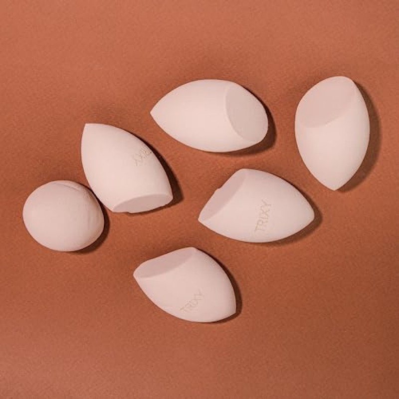 TRIXY BEAUTY 메이크업 스펀지 부드럽고 탄력있는 저자극성 라텍스 블렌딩용 리퀴드 파운데이션 파우더 및 크림 건식 및 습식 사용 간편한 세척(누드(베이지))