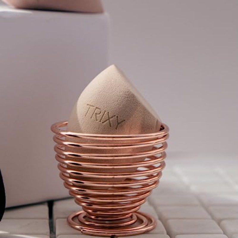 TRIXY BEAUTY 메이크업 스펀지 부드럽고 탄력있는 저자극성 라텍스 블렌딩용 리퀴드 파운데이션 파우더 및 크림 건식 및 습식 사용 간편한 세척(누드(베이지))