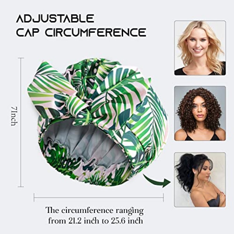 여성용 샤워 캡 2 PCS 여성용 럭셔리 샤워 캡 부드러운 탄성이있는 재사용 가능한 방수 패션 Bowknot 착용하기 쉬운 짧은 긴 머리에 적합