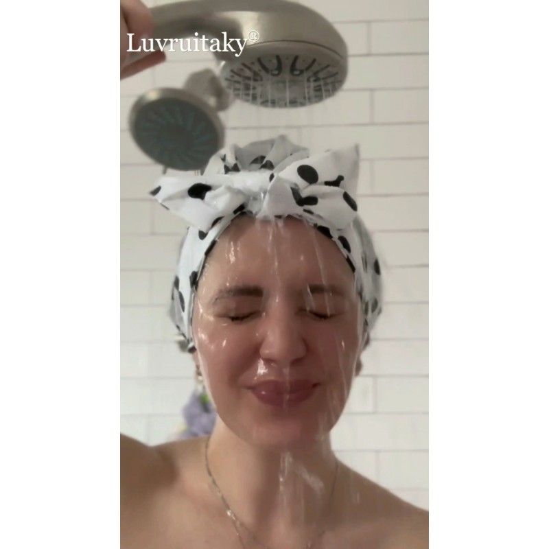 여성용 샤워 캡 2 PCS 여성용 럭셔리 샤워 캡 부드러운 탄성이있는 재사용 가능한 방수 패션 Bowknot 착용하기 쉬운 짧은 긴 머리에 적합