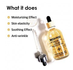 메디필 퓨어 골드 24K 앰플 3.38 fl.oz / 100ml | 99.9% 24K 순금 올인원 앰플, 5가지 생기추출물이 수분손실을 최소화하고, 브라이트닝 | 모든 피부 타입을 위한 한국 스킨케어