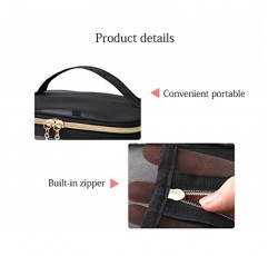 SLYZLGC 메이크업 투명 메쉬 지갑 세면용품 화장품 가방 여성용 휴대용 정리함 여행 사이즈 비치 토트, 소형 대형 지퍼 메이크업 보관함 휴가 필수품(블랙-DFB)