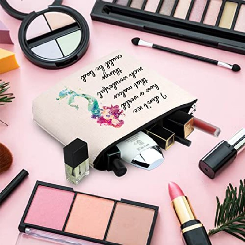 TOBGBE 인어 아리엘 메이크업 가방 인어 인용문 여자 여자를위한 선물 인어 선물 (멋진 세계)