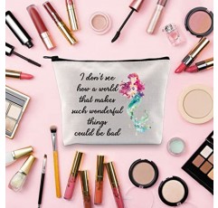 TOBGBE 인어 아리엘 메이크업 가방 인어 인용문 여자 여자를위한 선물 인어 선물 (멋진 세계)