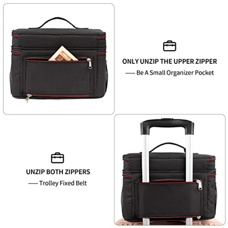 CUBETASTIC 초대형 메이크업 트레인 케이스, 단열 알루미늄 필름이 있는 전문 화장품 정리 가방, 메이크업 아티스트를 위한 여행용 메이크업 보관 가방