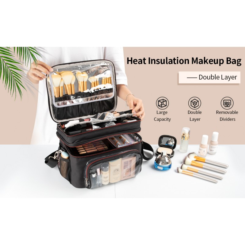CUBETASTIC 초대형 메이크업 트레인 케이스, 단열 알루미늄 필름이 있는 전문 화장품 정리 가방, 메이크업 아티스트를 위한 여행용 메이크업 보관 가방
