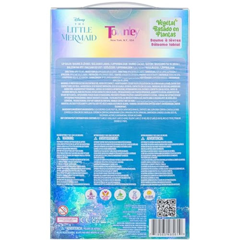 디즈니 인어공주 화장품 세트 4pk 립밤 식물 기반 라이트업 거울과 다양한 공주 스탬프 1개 - 2023