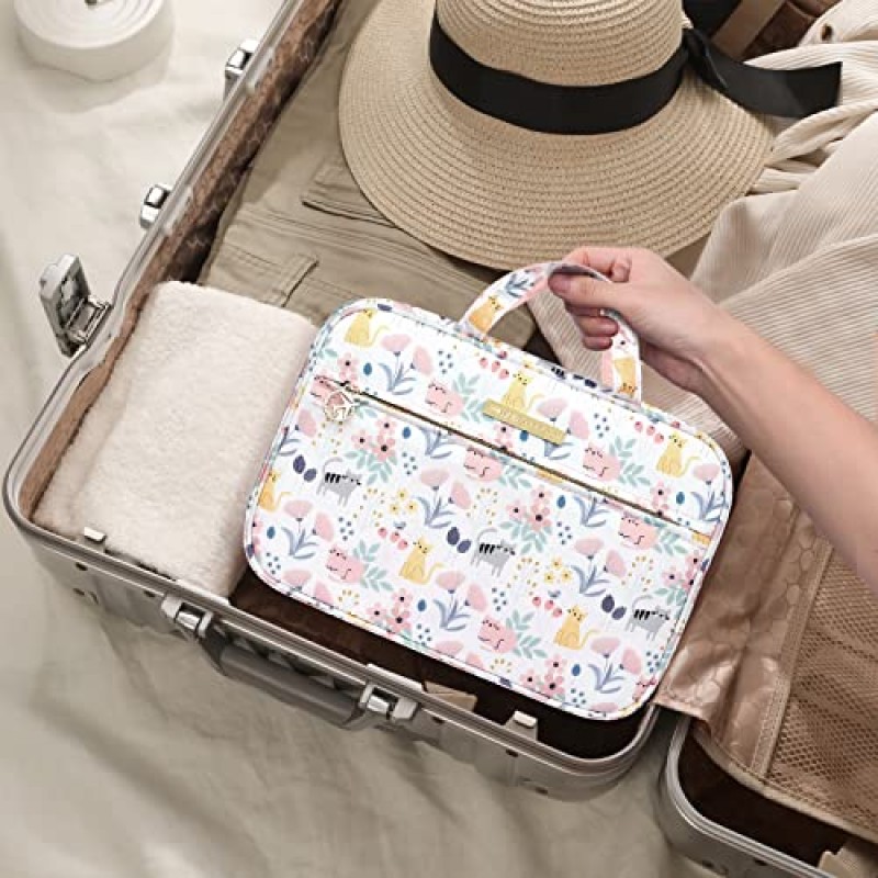 Lychii 걸이용 세면도구 가방, 여행용 메이크업 정리함 화장품 케이스 남녀공용 욕실 샤워용, 대형 - 고양이 프린트