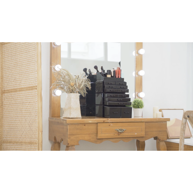 READAEER 메이크업 정리함 3개 서랍 6개 포함 화장품 보관 케이스(흰색)